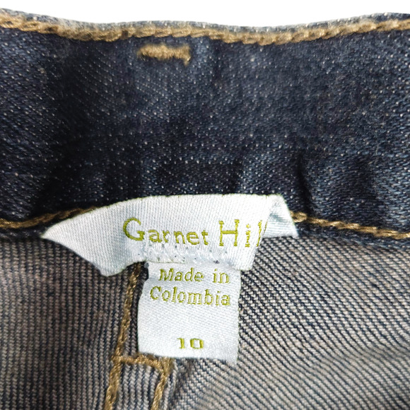 EUC Garnet Hill Bermuda Mid-Rise Denim Jean Shorts Sz. 10 Rolled Cuff Dark Wash - Picture 4 of 8